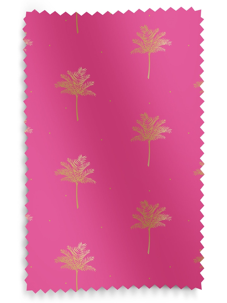Sara Miller Pink Small Palm Made to Measure 100% Cotton Curtains - Image 9 of 9