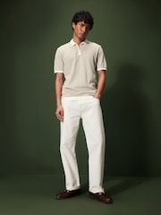 Neutral/White Horizontal Stripe Polo Shirt - Image 2 of 8