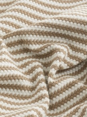 Neutral/White Horizontal Stripe Polo Shirt - Image 8 of 8