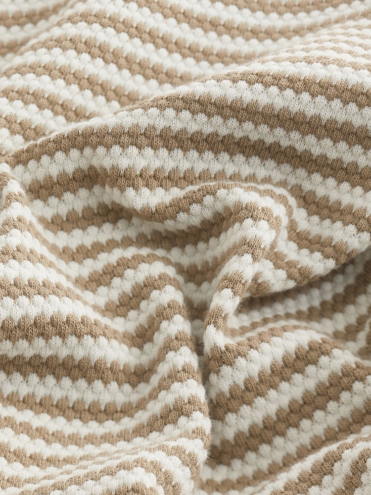 Neutral/White Horizontal Stripe Polo Shirt - Image 8 of 8