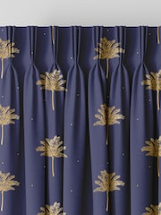 Sara Miller Navy Blue Small Palm Made to Measure Curtains - Image 6 of 9