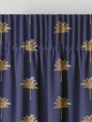 Sara Miller Navy Blue Small Palm Made to Measure Curtains - Image 7 of 9