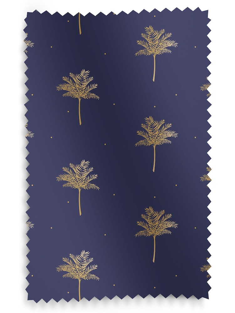 Sara Miller Navy Blue Small Palm Made to Measure Curtains - Image 9 of 9