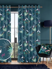Sara Miller Teal Green Heron Made to Measure Curtains - Image 1 of 9