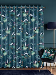 Sara Miller Teal Green Heron Made to Measure Curtains - Image 2 of 9