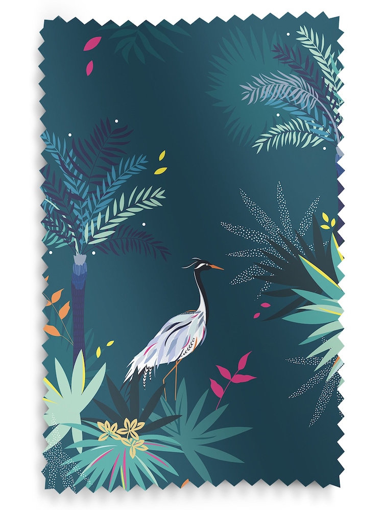 Sara Miller Teal Green Heron Made to Measure Curtains - Image 9 of 9