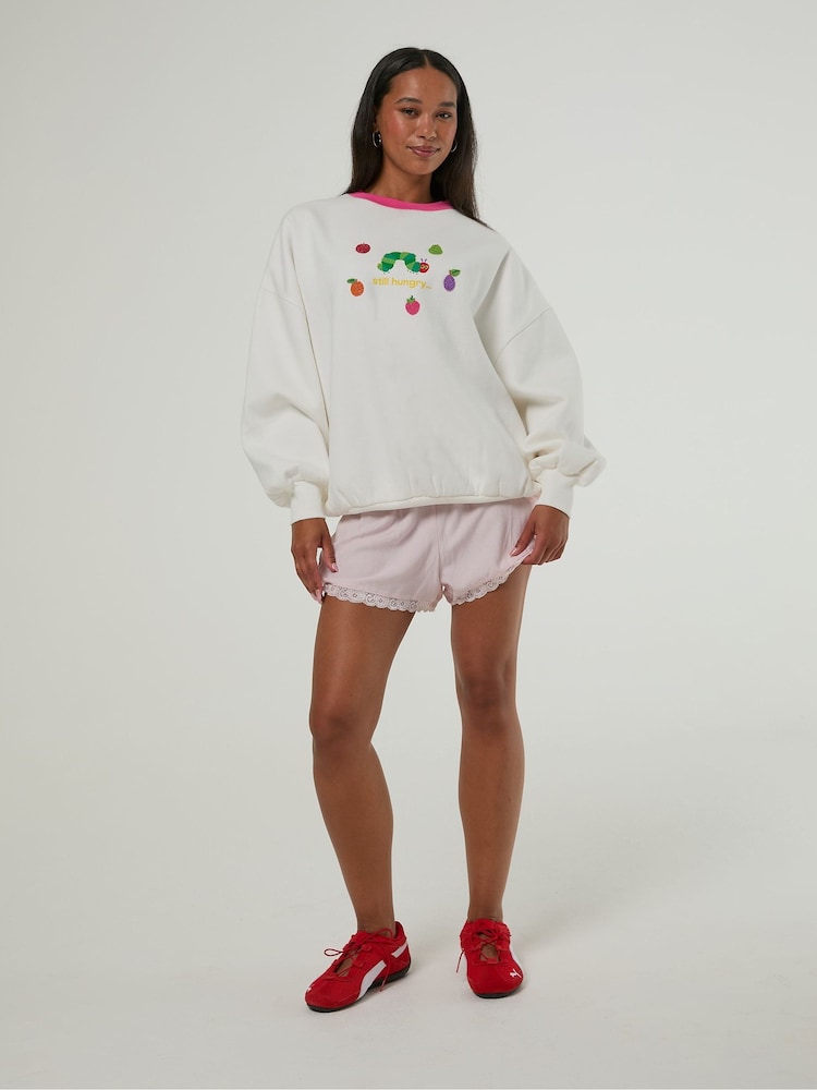 Skinnydip White The Very Hungry Caterpillar Still Hungry Sweatshirt - Image 1 of 4 Skinnydip White The Very Hungry Caterpillar Still Hungry Sweatshirt - Image 1 of 4