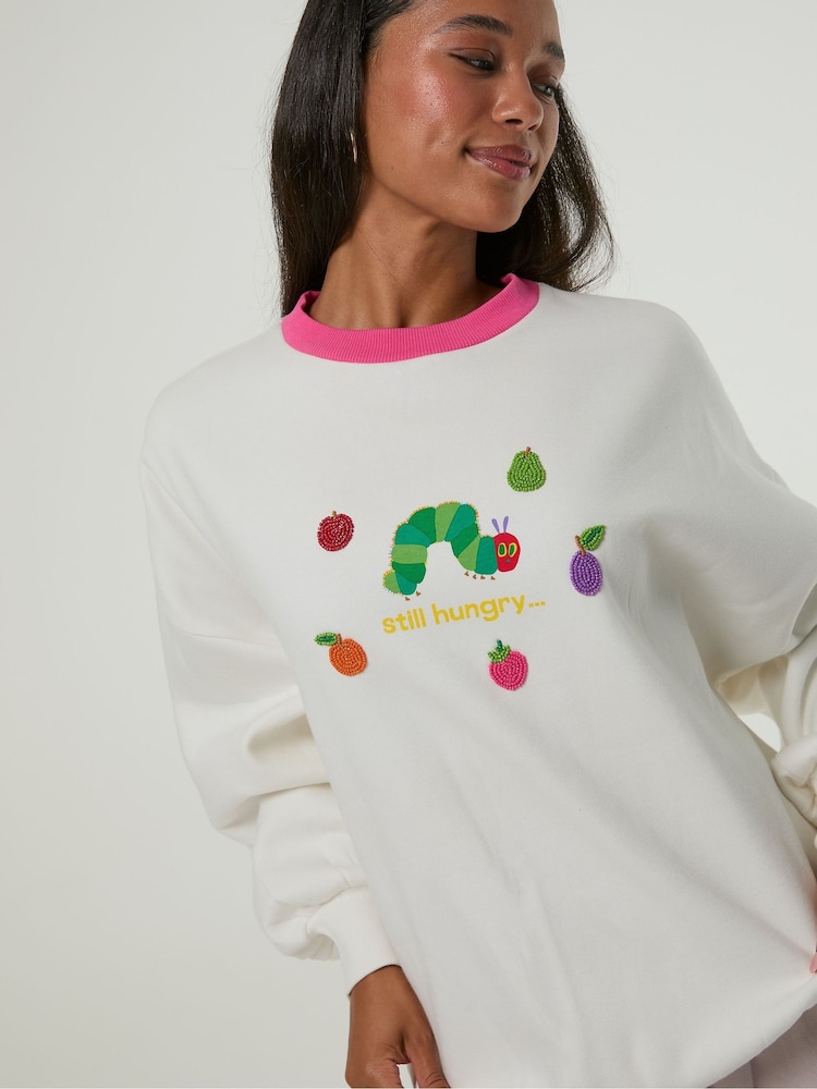 Skinnydip White The Very Hungry Caterpillar Still Hungry Sweatshirt - Image 2 of 4 Skinnydip White The Very Hungry Caterpillar Still Hungry Sweatshirt - Image 2 of 4