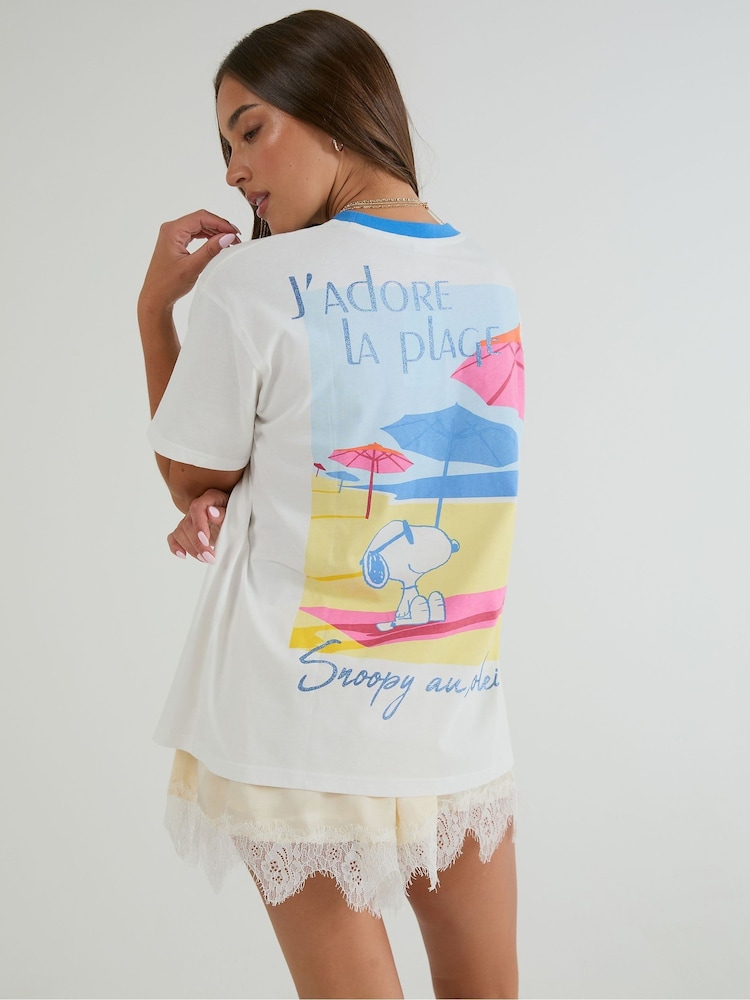 Skinnydip White Peanuts I love the Beach T-Shirt - Image 2 of 6 Skinnydip White Peanuts I love the Beach T-Shirt - Image 2 of 6