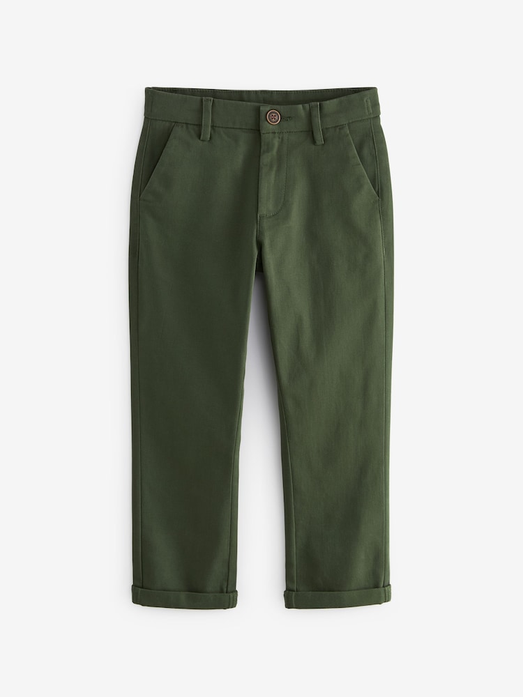 Dark Green Regular Fit Stretch Chino Trousers (3-16yrs) - Image 1 of 3