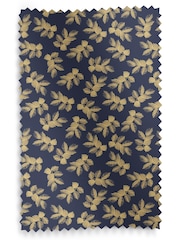 Sara Miller Deep Navy Blue Etched Leaves Made to Measure 100% Cotton Curtains - Image 9 of 9