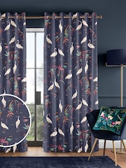 Sara Miller Smoke Blue Heron Made to Measure Curtains - Image 1 of 9