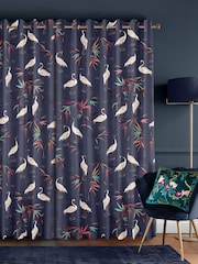 Sara Miller Smoke Blue Heron Made to Measure Curtains - Image 2 of 9