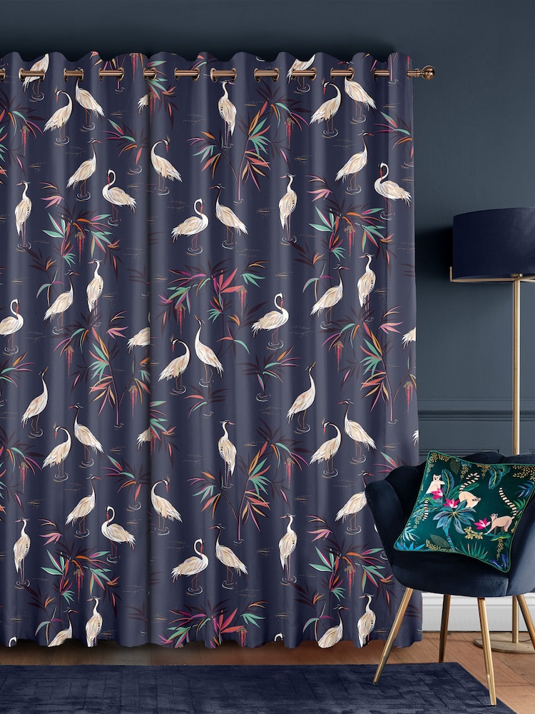 Sara Miller Smoke Blue Heron Made to Measure Curtains - Image 2 of 9