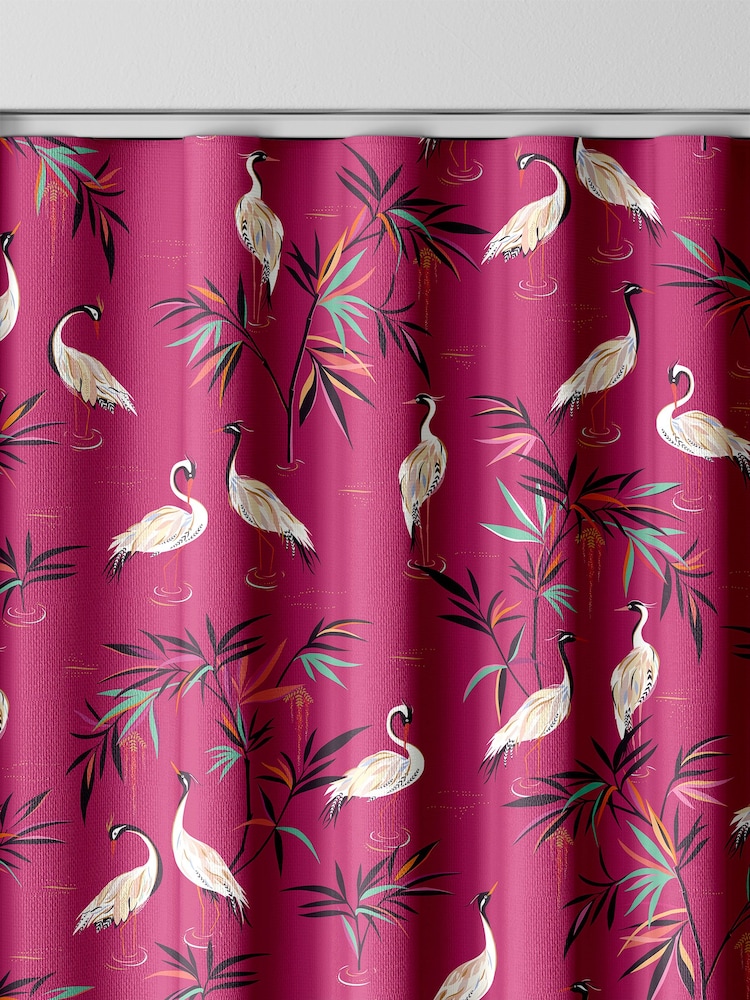 Sara Miller Fuchsia Pink Heron Made to Measure 100% Cotton Curtains - Image 8 of 9