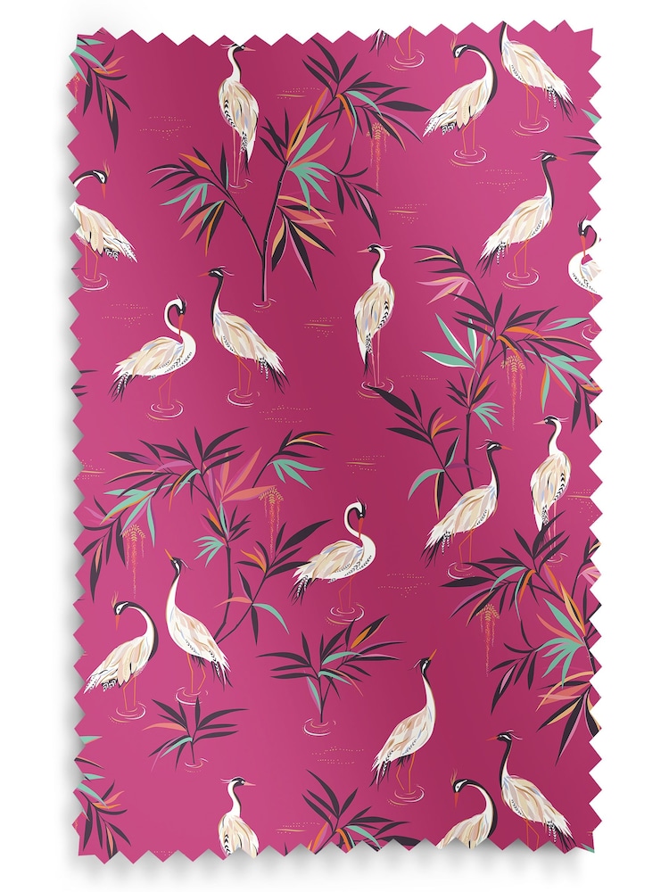 Sara Miller Fuchsia Pink Heron Made to Measure 100% Cotton Curtains - Image 9 of 9