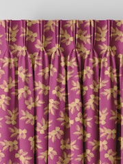 Sara Miller Fuchsia Pink Etched Leaves Made to Measure 100% Cotton Curtains - Image 5 of 9