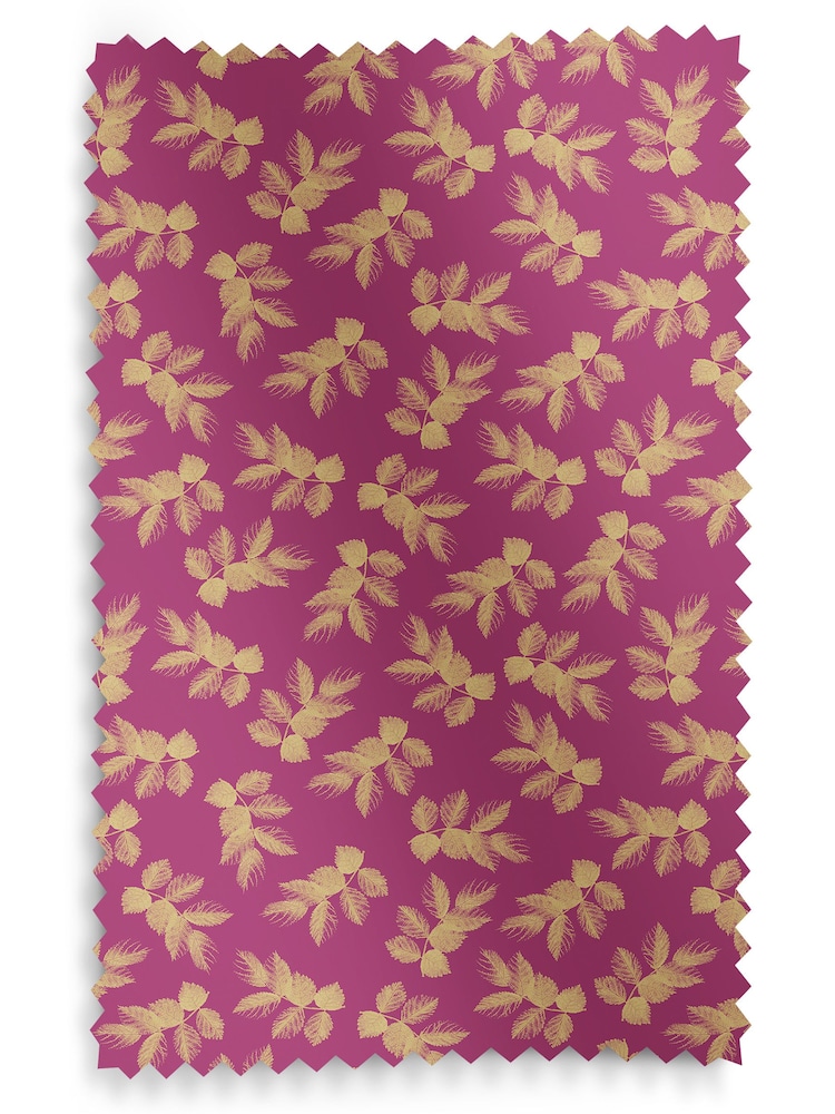 Sara Miller Fuchsia Pink Etched Leaves Made to Measure 100% Cotton Curtains - Image 9 of 9