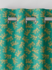 Sara Miller Green Etched Leaves Made to Measure 100% Cotton Curtains - Image 7 of 9