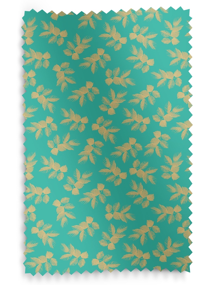 Sara Miller Green Etched Leaves Made to Measure 100% Cotton Curtains - Image 9 of 9