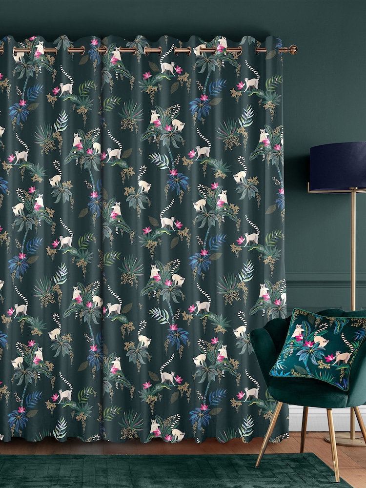 Sara Miller Green Lemur Made to Measure Curtains - Image 2 of 9