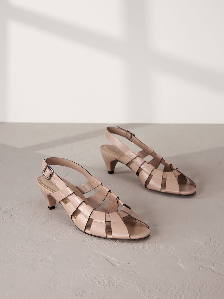 Camel - Signature Lederschuhe mit Absatz, Gitterdesign und Fersenriemen - Bild 1 von 6