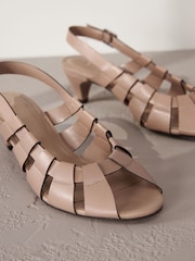 Camel - Signature Lederschuhe mit Absatz, Gitterdesign und Fersenriemen - Bild 3 von 6