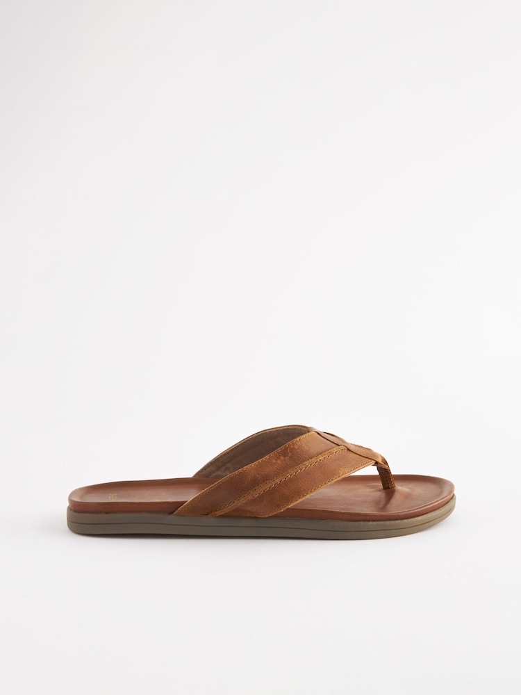 Hellbraun - Leather Toe Post Sandals - Bild 2 von 5 Hellbraun - Leather Toe Post Sandals - Bild 2 von 5