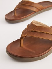Hellbraun - Leather Toe Post Sandals - Bild 3 von 5