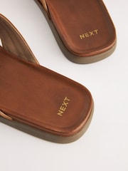 Hellbraun - Leather Toe Post Sandals - Bild 4 von 5