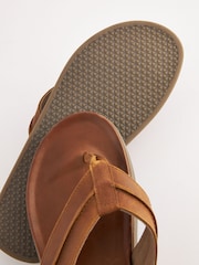 Hellbraun - Leather Toe Post Sandals - Bild 5 von 5