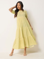 PixieGirl Petite Yellow Spot Tiered Maxi Dress - Image 2 of 5