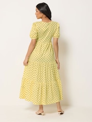 PixieGirl Petite Yellow Spot Tiered Maxi Dress - Image 3 of 5