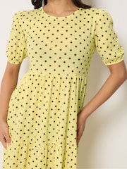PixieGirl Petite Yellow Spot Tiered Maxi Dress - Image 4 of 5