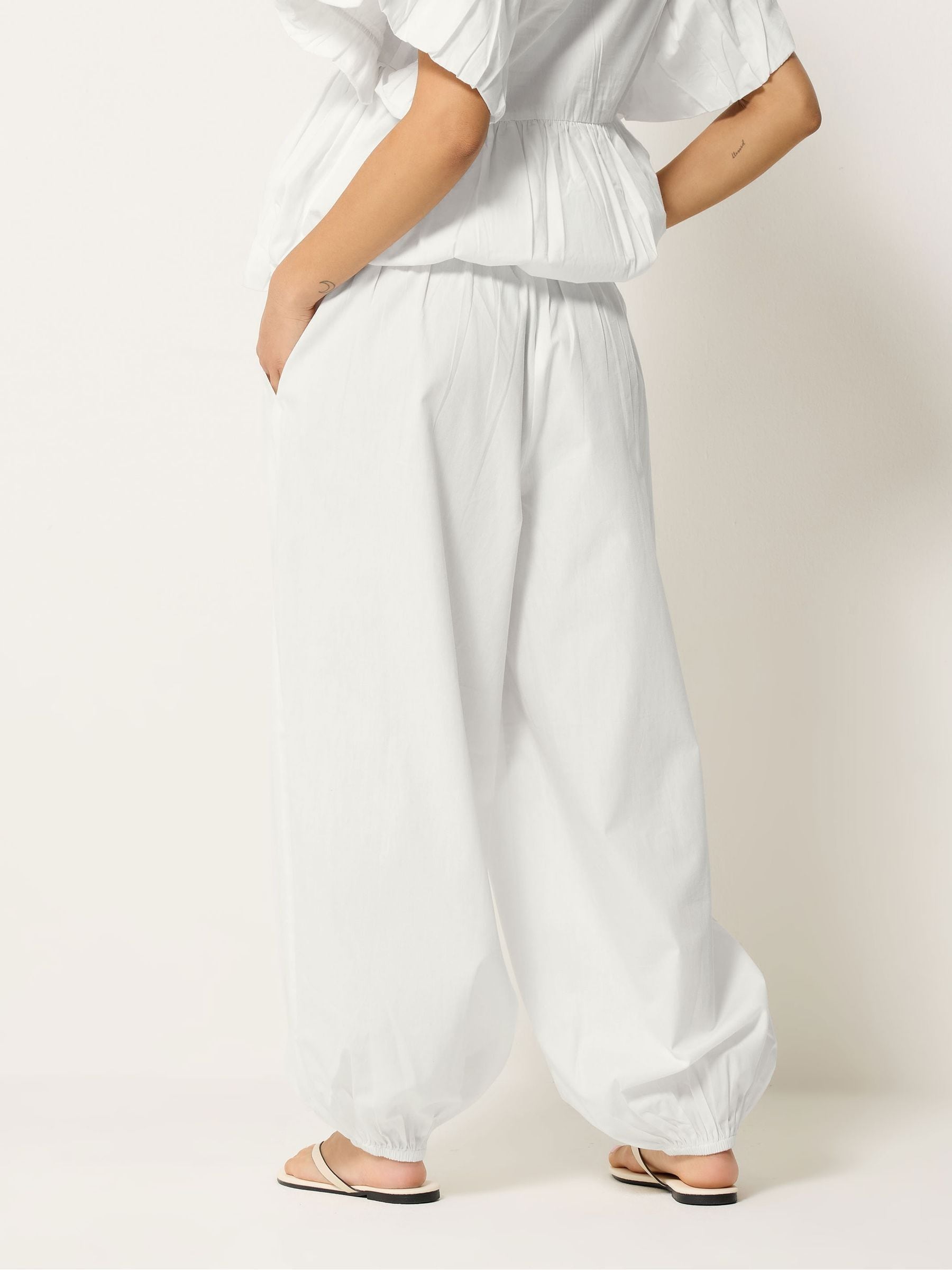 Buy PixieGirl Petite White Poplin Cuffed Balloon Pants from Next USA