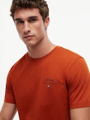 Tommy Hilfiger Orange Logo Jersey Crew Neck T-Shirt - Image 4 of 5