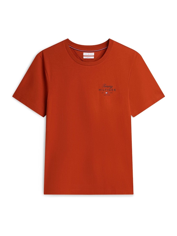 Tommy Hilfiger Orange Logo Jersey Crew Neck T-Shirt - Image 5 of 5