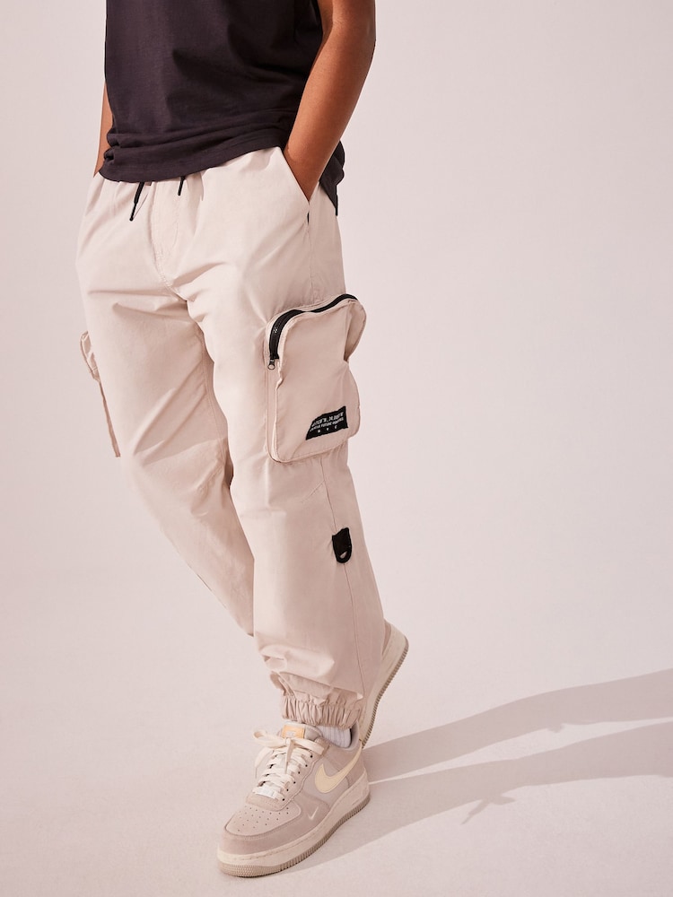 Ecru Neutral Lined Parachute Cargo Trousers (3-16yrs) - Image 1 of 9