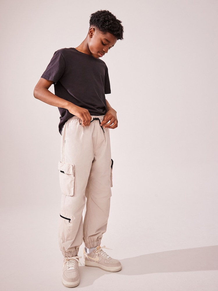 Ecru Neutral Lined Parachute Cargo Trousers (3-16yrs) - Image 2 of 9