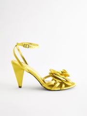 Lime Green Forever Comfort® Satin Flower Heeled Sandals - Image 2 of 7