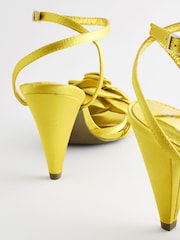 Lime Green Forever Comfort® Satin Flower Heeled Sandals - Image 3 of 7
