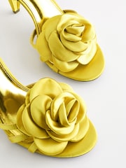 Lime Green Forever Comfort® Satin Flower Heeled Sandals - Image 6 of 7