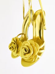 Lime Green Forever Comfort® Satin Flower Heeled Sandals - Image 7 of 7