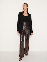 Rose Pink Sequin Wide Leg Trousers - Image 2 of 6