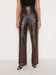 Rose Pink Sequin Wide Leg Trousers - Image 3 of 6