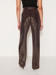 Rose Pink Sequin Wide Leg Trousers - Image 4 of 6