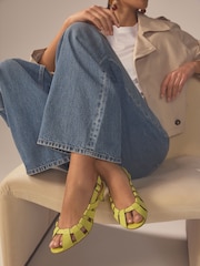 Lime Green Signature Leather Cage Slingback Heels - Image 1 of 10