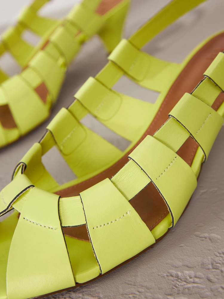 Lime Green Signature Leather Cage Slingback Heels - Image 10 of 10