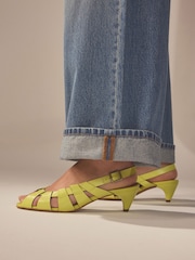 Lime Green Signature Leather Cage Slingback Heels - Image 4 of 10