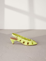 Lime Green Signature Leather Cage Slingback Heels - Image 5 of 10